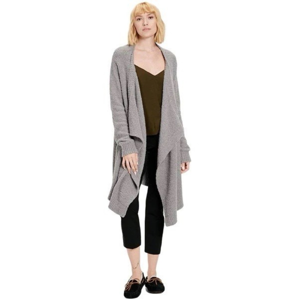 EUC UGG Phoebe Wrap II Sweater Knit Draped Cardigan Sz L Grey Cozy Lounge